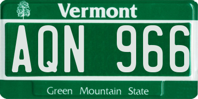 VT license plate AQN966