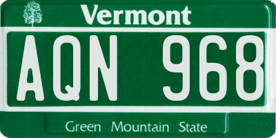 VT license plate AQN968