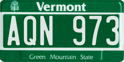 VT license plate AQN973
