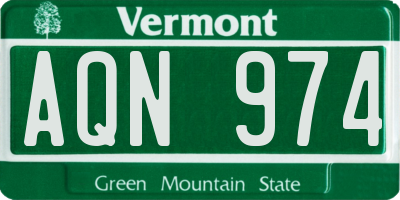 VT license plate AQN974