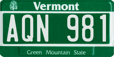 VT license plate AQN981
