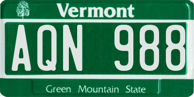 VT license plate AQN988