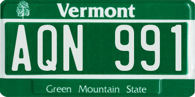 VT license plate AQN991