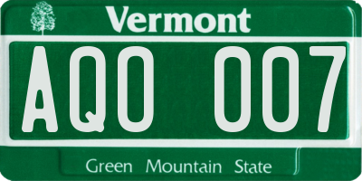 VT license plate AQO007