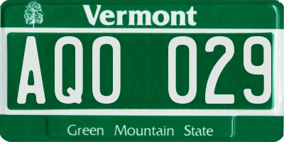 VT license plate AQO029