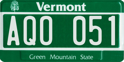 VT license plate AQO051