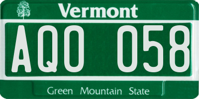 VT license plate AQO058