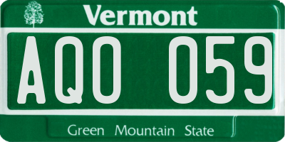 VT license plate AQO059