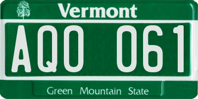VT license plate AQO061
