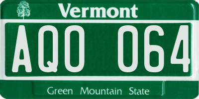 VT license plate AQO064
