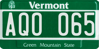 VT license plate AQO065