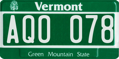 VT license plate AQO078