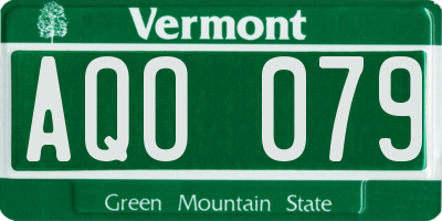 VT license plate AQO079