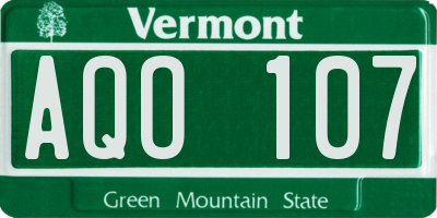 VT license plate AQO107