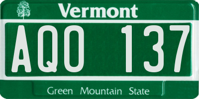 VT license plate AQO137