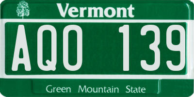 VT license plate AQO139