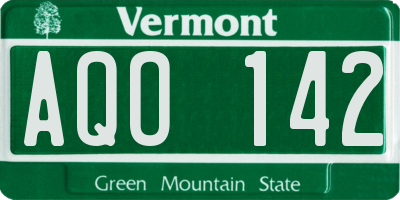 VT license plate AQO142