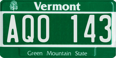 VT license plate AQO143
