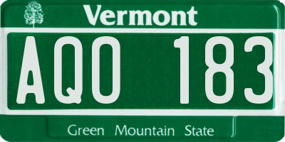 VT license plate AQO183