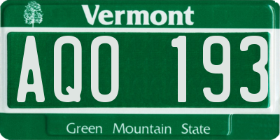 VT license plate AQO193