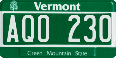 VT license plate AQO230