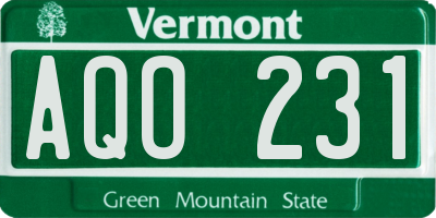 VT license plate AQO231
