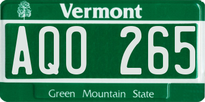 VT license plate AQO265
