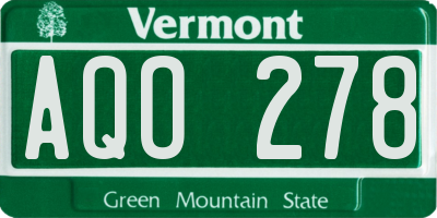 VT license plate AQO278