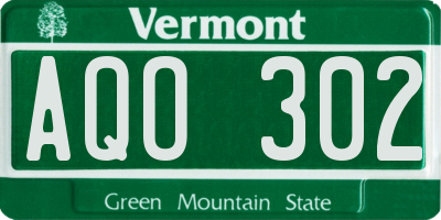 VT license plate AQO302