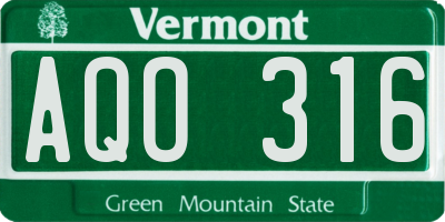VT license plate AQO316