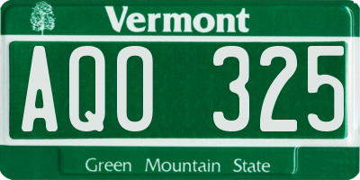 VT license plate AQO325