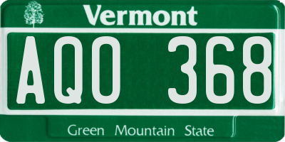 VT license plate AQO368