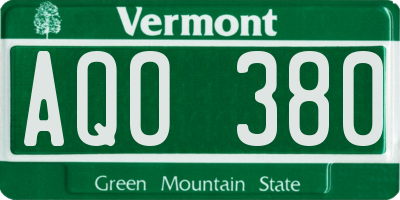 VT license plate AQO380
