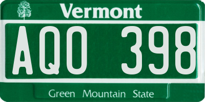 VT license plate AQO398
