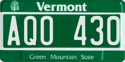 VT license plate AQO430