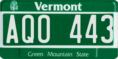 VT license plate AQO443