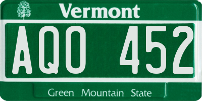 VT license plate AQO452