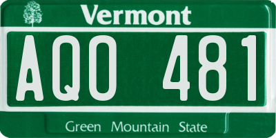 VT license plate AQO481