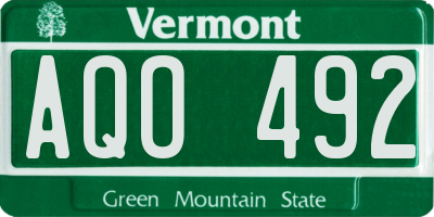 VT license plate AQO492