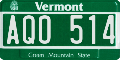 VT license plate AQO514