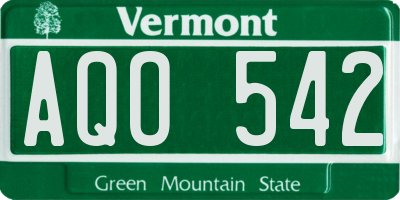 VT license plate AQO542