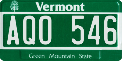 VT license plate AQO546
