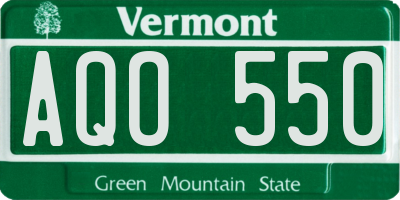VT license plate AQO550