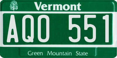 VT license plate AQO551