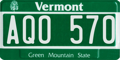 VT license plate AQO570