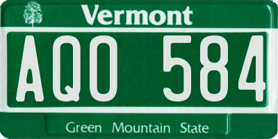 VT license plate AQO584