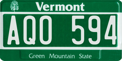 VT license plate AQO594