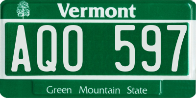 VT license plate AQO597