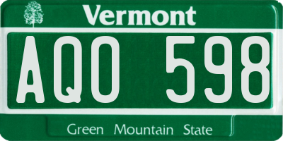 VT license plate AQO598
