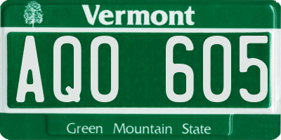 VT license plate AQO605
